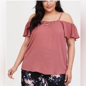 Torrid Cold Shoulder Lace Up Top size 0